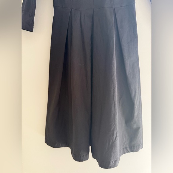 ModCloth Womens Black Dress SZ MD Pleated Swing Sweetheart Fit Flare 3/4 Sleeve - Picture 4 of 10